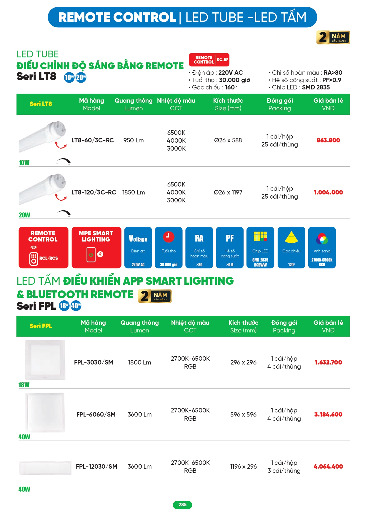 Bảng giá đèn LED MPE 2026